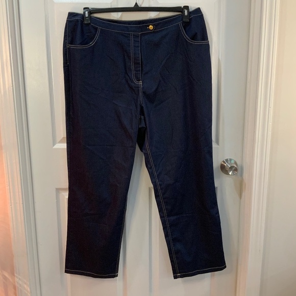 BOB MACKIE WEARABLE ART DENIM WIDE LEG BLUE PANTS PLUS SIZE 2X - Picture 7 of 7